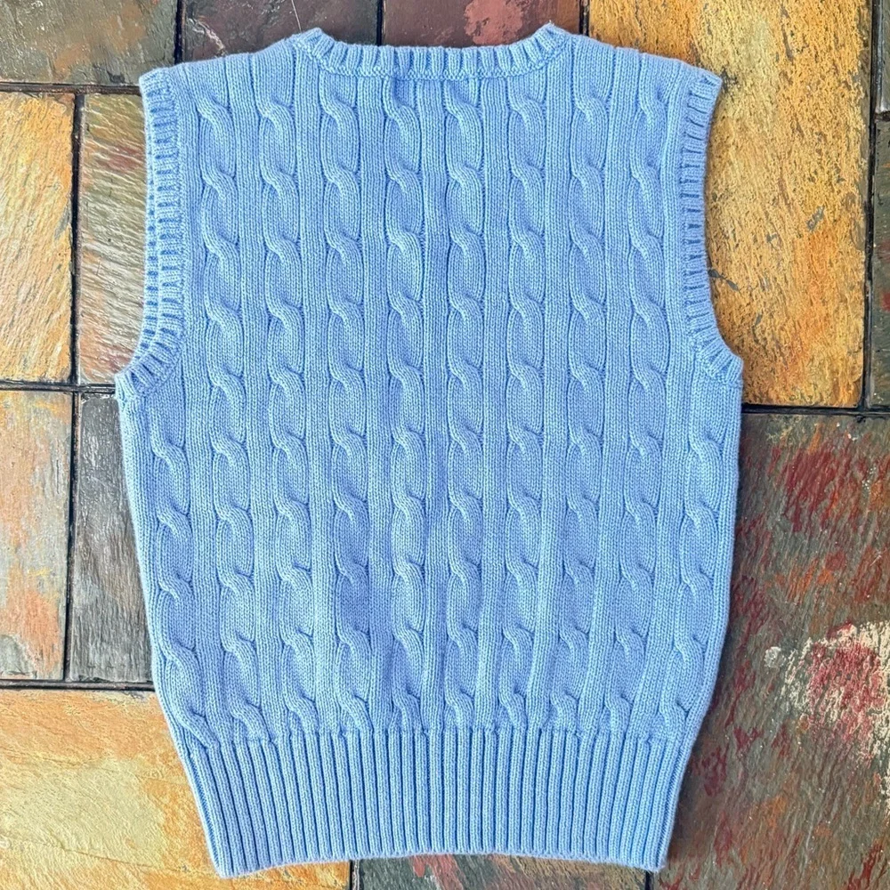 Polo Ralph Lauren Boys' Cable Knit Light Blue Cotton Sweater Vest Size 5